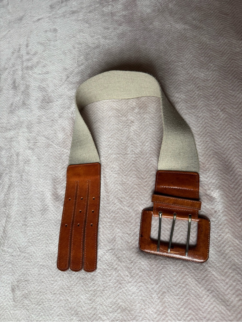 Cipriani Leather-Trim Italian Stretch Belt